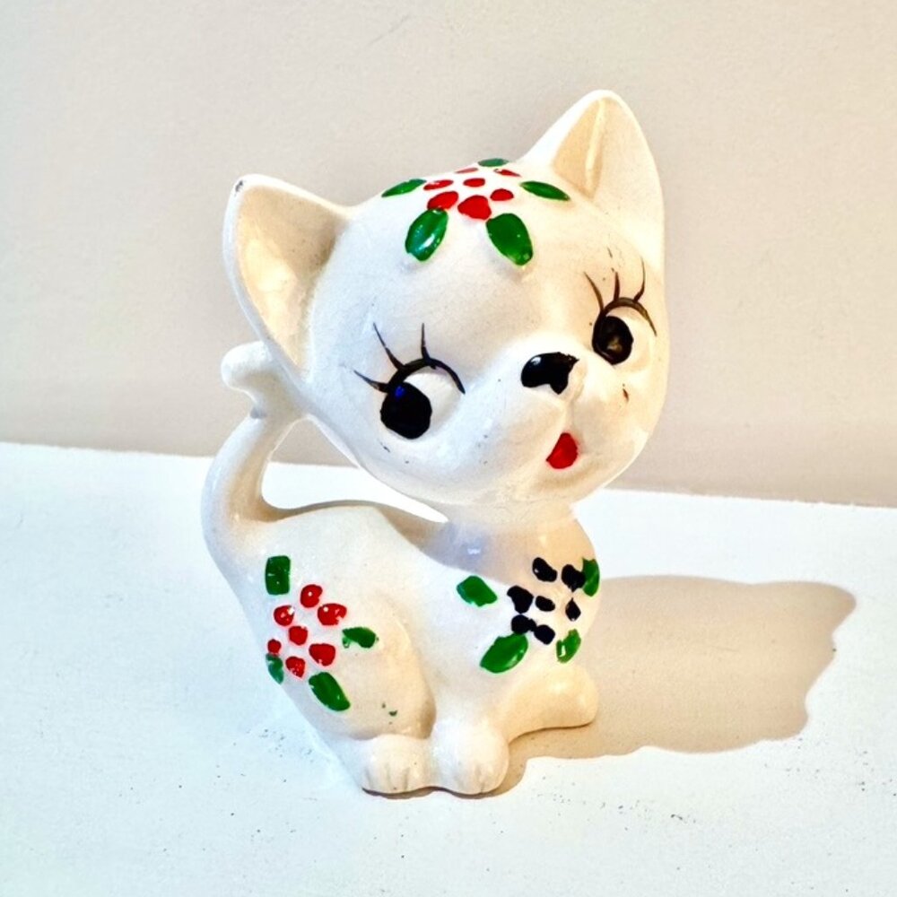 Vintage 1950s Norcrest Christmas Kitten Cat Pepper Salt Shaker